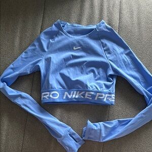 Nike Women's Blue Long Sleeve Crop Top